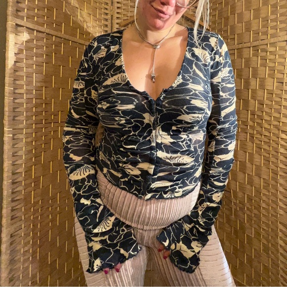 Free People Floral Knit Cardigan - Picture 2 of 12